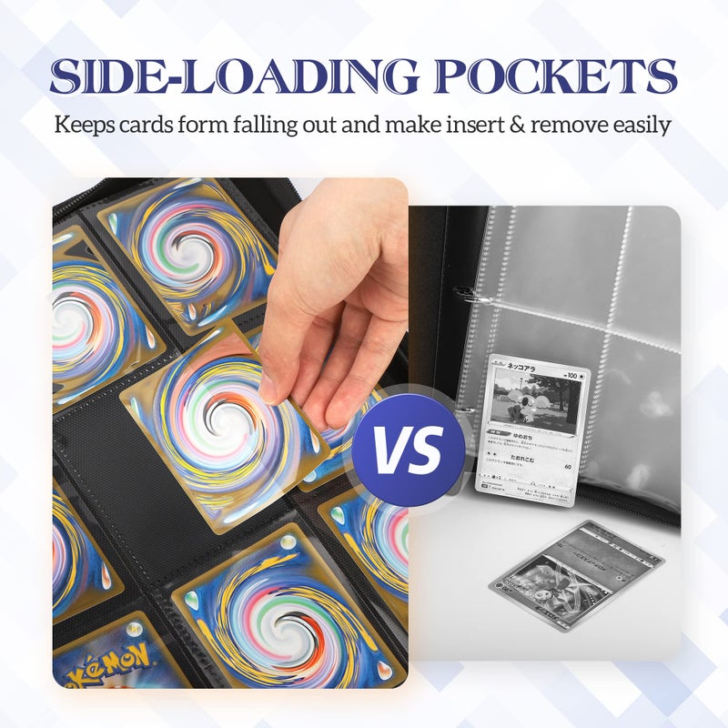 TCGUARD Trading Card Binder  9 Side Loading Pocket Card Album Hold Up to 540 Cards  Zipper Binder for Cards Collection  TCG Card Holder for Game Card  Sports Card  Yugioh  MTG etc.(Green) - Image 3